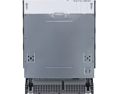 Achterkant van een vaatwasser met montagevoorzieningen en stelvoeten