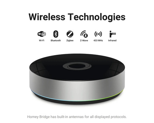 Homey Bridge met ondersteuning voor wifi, Bluetooth, Zigbee, Z-Wave, 433 MHz en infrarood