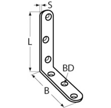 Hoekverbinding met afmetingen