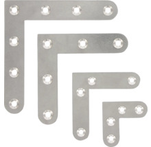 Metalen hoekverbindingen in verschillende maten met bevestigingsgaten