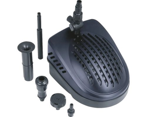 Vijverpomp met verschillende opzetstukken voor waterspelen