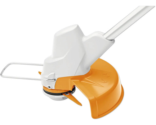 Detailopname van een grastrimmer met beschermkap.