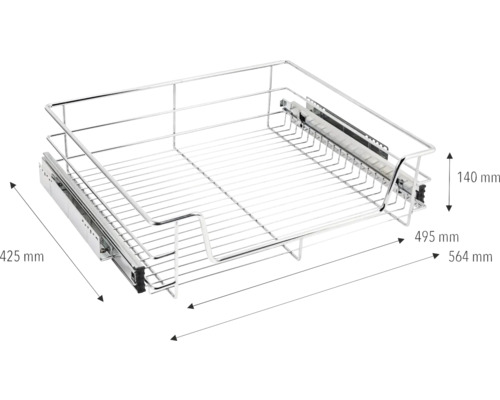 Draadmand met telescopische rails en maatvoering