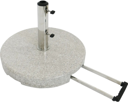 Parasolvoet van graniet met handgreep en wielen