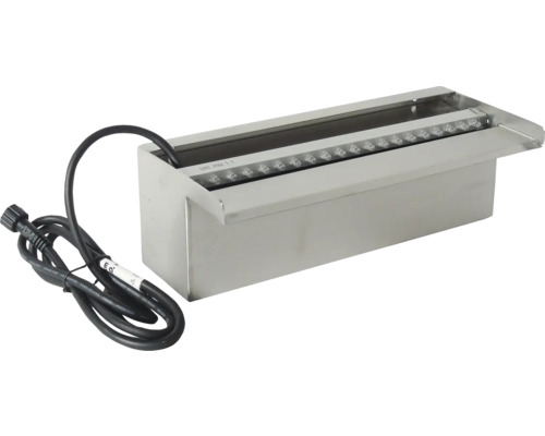 Roestvrijstalen waterval met verlichting en stroomkabel