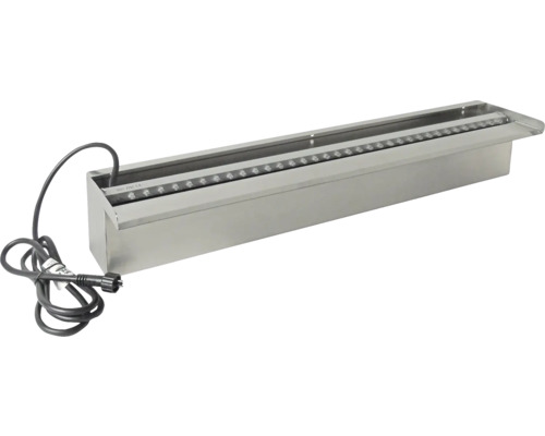 Waterval inlaat van roestvrij staal met ledverlichting en stroomkabel