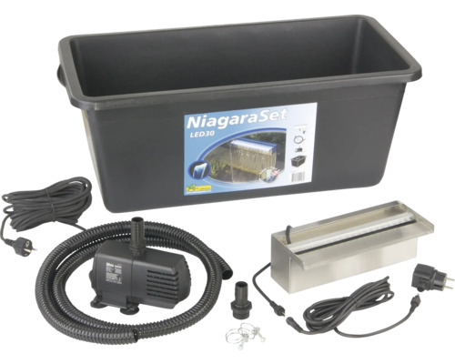 Niagara Set LED30 waterspel complete set met waterbassin, pomp en led-waterval