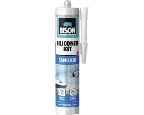 BISON Sanitair siliconenkit transparant grijs 300 ml Bison siliconenkit sanitair koker met applicator