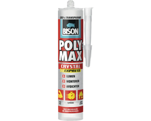 BISON Poly max® crystal transparant 300 g Bison Poly Max Crystal Express lijmtube