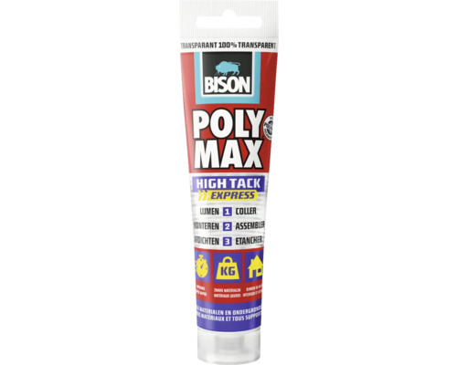 BISON Poly Max high tack express 100% transparant 115 g Bison Poly Max Express lijm tube