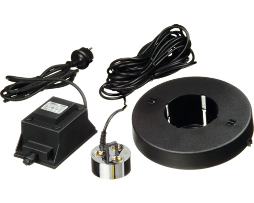 Vernevelaarset met transformator en drijfring voor kamerfonteinen