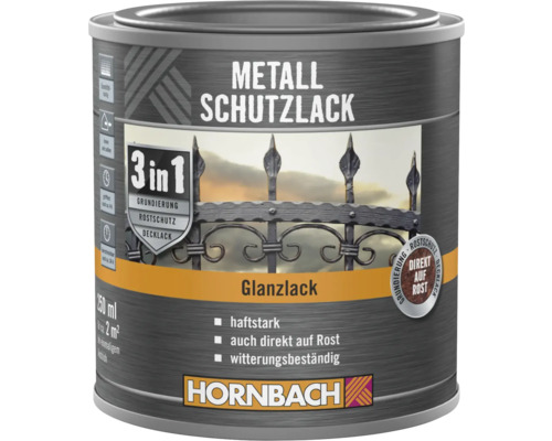 Metaal beschermende lak, glanzende afwerking, 250 ml blik, merk Hornbach