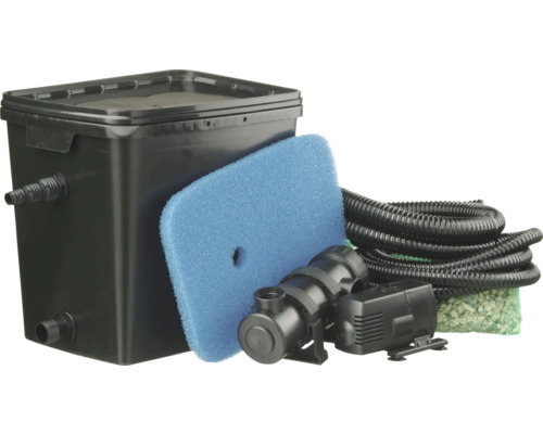 Vijverfilterset met pomp, filterspons, slang en filtergranulaat