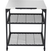 Grilltafel met roestvrijstalen werkblad en twee opbergroosters