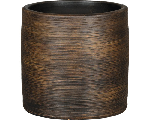 Cilindervormige keramische bloempot met gestructureerd oppervlak