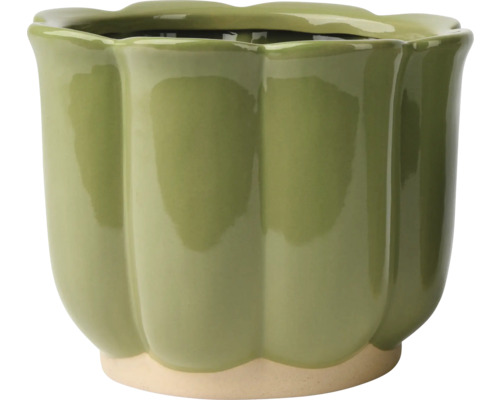 Groene keramische bloempot