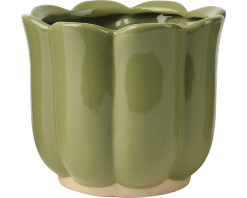 Keramische bloempot met gegolfde rand