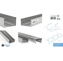 Metalen staanderprofiel C-75L, 4 meter lang