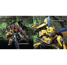 Transformers Rise of the Beasts poster met Optimus Prime en Bumblebee