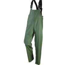 Groene regenbroek als tuinbroek met bretels