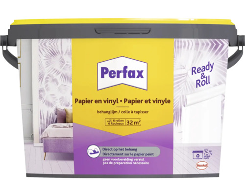 PERFAX Behanglijm Ready & Roll voor papier- en vinylbehang 4,5 kg geschikt voor 32 m²