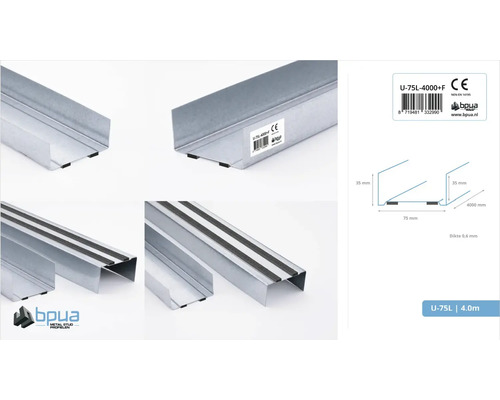 Metalen staander U-profiel, 4 meter lang