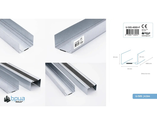 Metalen U-profiel, 4000 mm lang