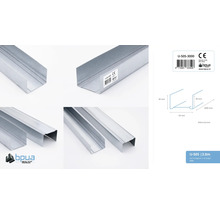 U-profiel van metaal, 3 meter lang