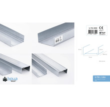 Metalen staander U-profiel, 75 millimeter breed