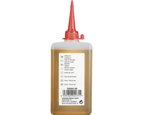 Snijolie in een plastic fles met rode schenktuit