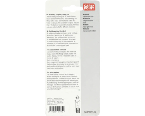 Carpoint hulpkoppeling van gegalvaniseerd staal