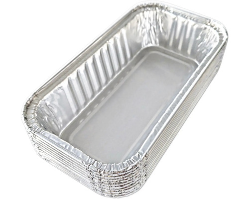 Stapel rechthoekige aluminium bakjes