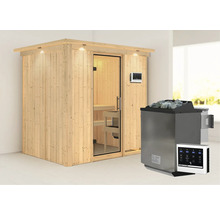 Houten sauna met saunakachel en bediening