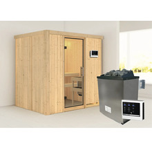 Houten sauna met saunakachel en bediening