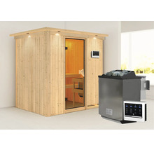 Houten sauna met saunakachel en bediening