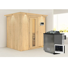 Houten sauna met saunakachel en bediening