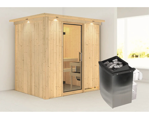 Sauna met kachel en saunastenen