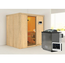 Houten sauna met saunakachel en bediening