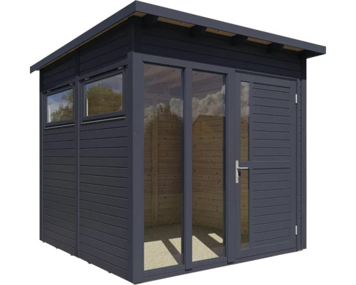 Houten tuinhuis met ramen en deur