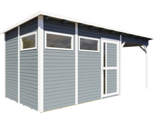 Houten tuinhuis met ramen en deur