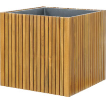 Vierkante plantenbak van houten latten