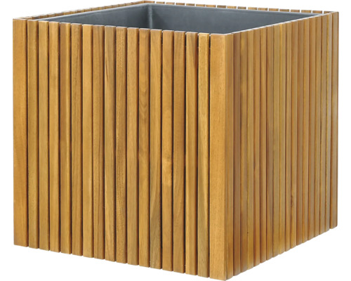 Vierkante plantenbak van houten latten