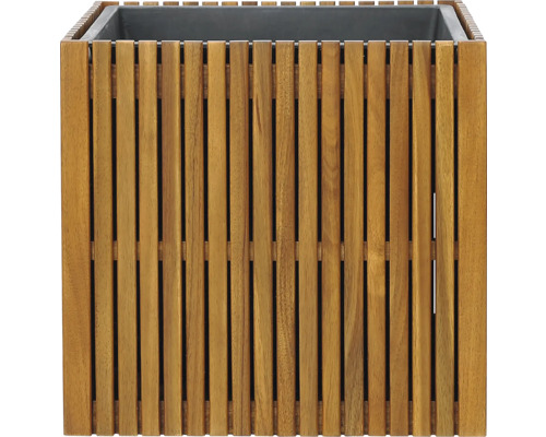 Vierkante plantenbak van houten latten