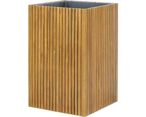 Vierkante plantenbak van houten latten