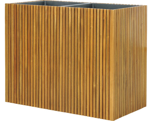Rechthoekige plantenbak van hout met inzet