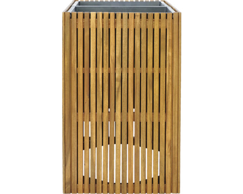 Bloembak van hout met metalen inzetstuk