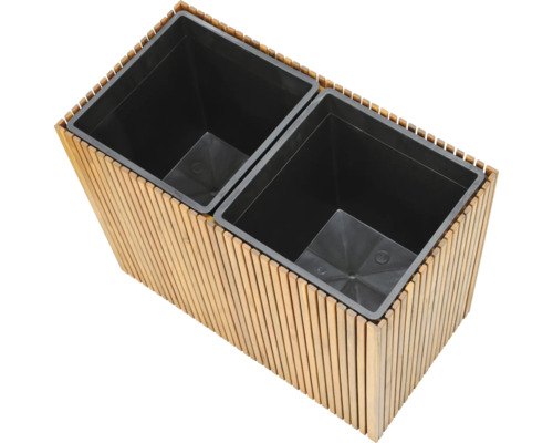 Dubbele plantenbak van hout en kunststof