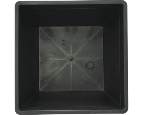 Zwarte kunststof plantenbak, vierkant, binnenaanzicht