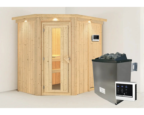 Sauna met saunakachel en saunabediening