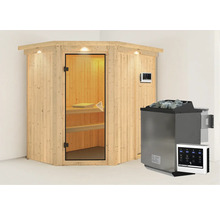 Houten sauna met saunakachel en bediening